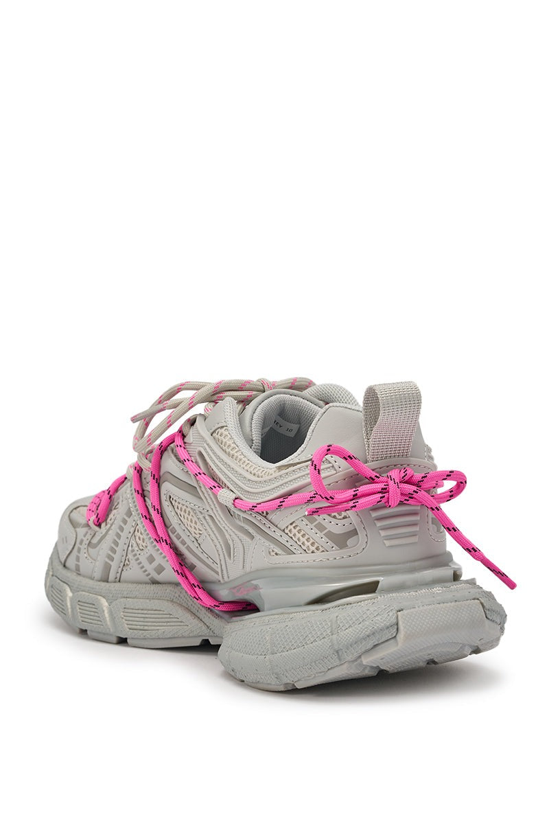AZALEA WANG SATINE GREY LACE UP SNEAKER