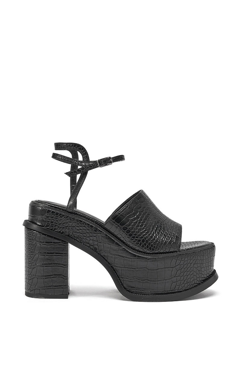 AZALEA WANG ANTHELMINE BLACK CROC PLATFORM SANDAL
