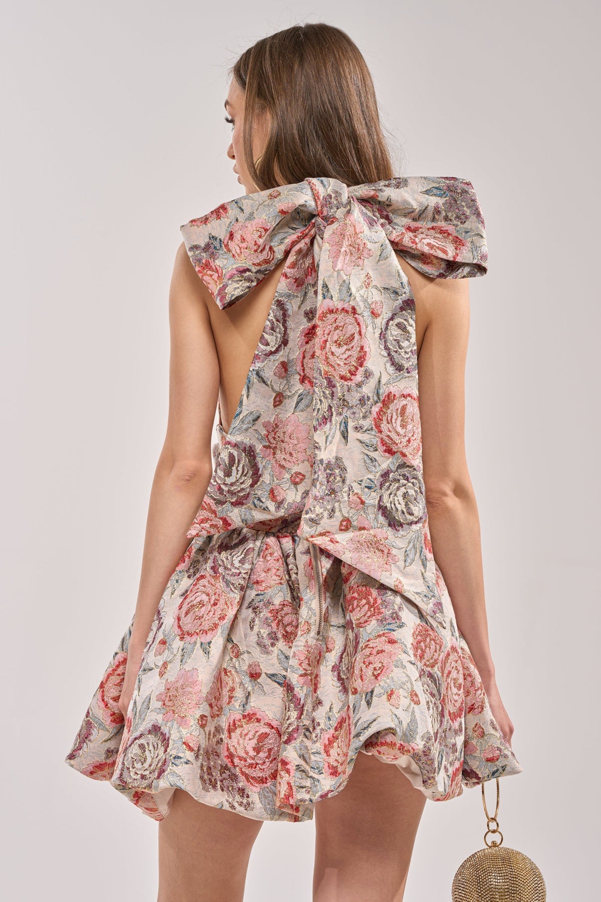 PRINT OF THE SEASON BUBBLE MINI DRESS IN BROCADE