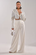 DIRTY MARTINI EMBELLISHED TROUSER IN WHITE