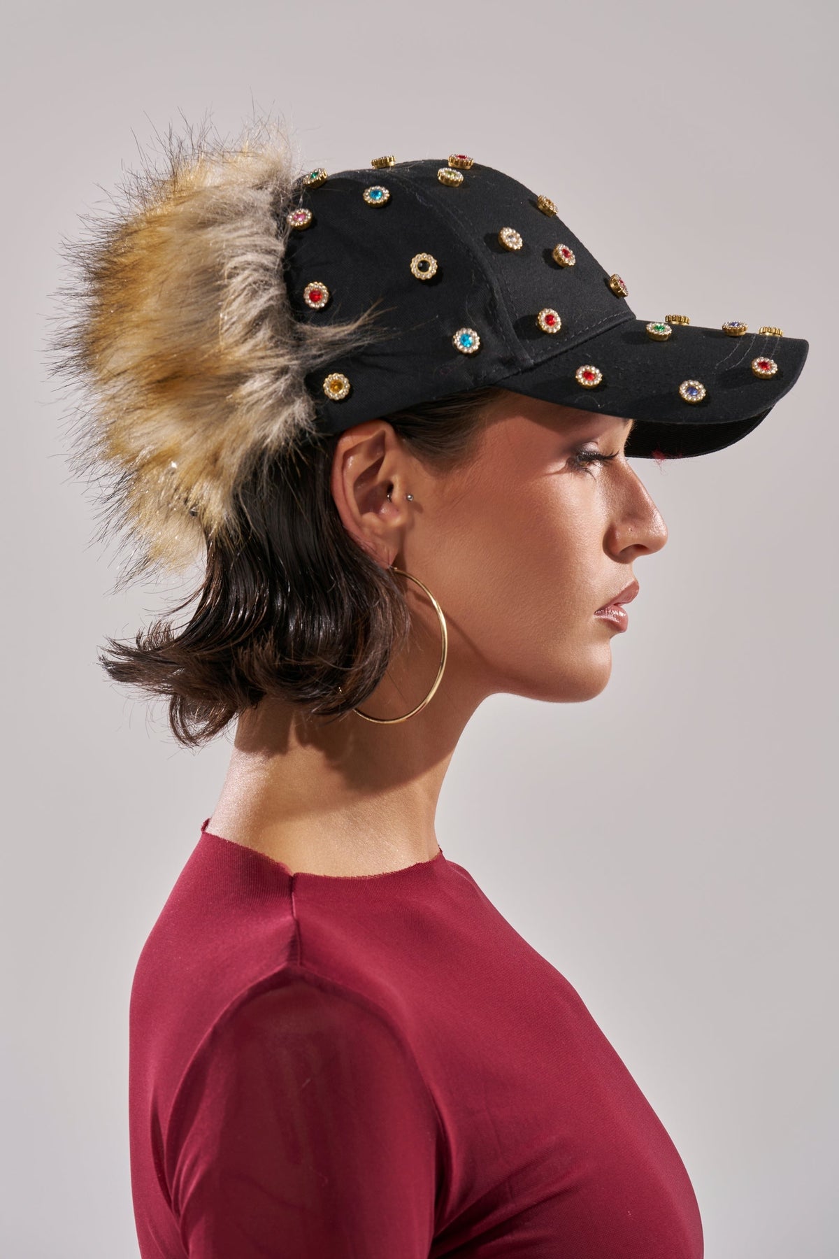TJ FAUX FUR EMBELLISHED HAT