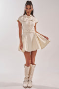 SADIE BUTTON UP DENIM MINI DRESS IN WHITE