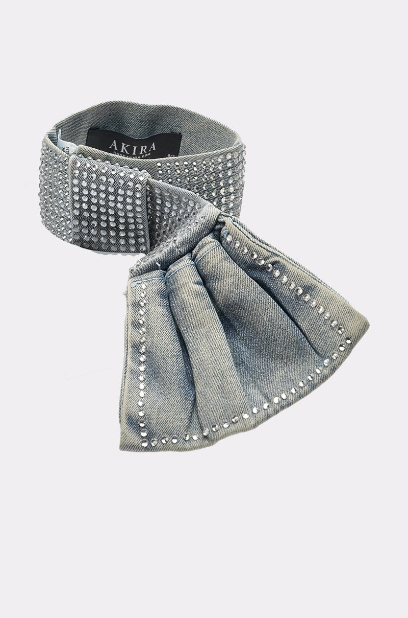 WITH A BOW DENIM NECKLACE