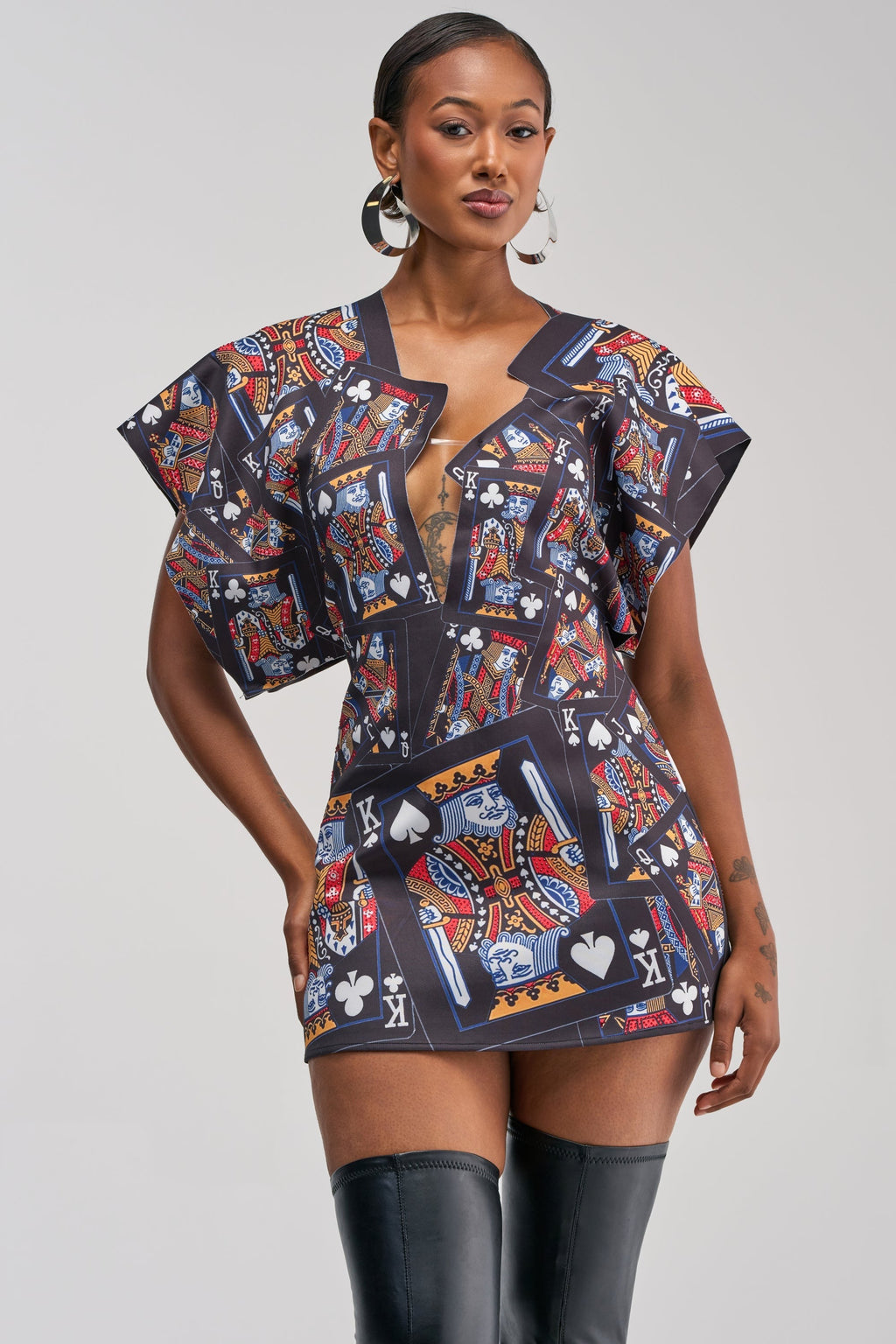 HOUSE OF CARDS MINI DRESS IN BLACK MULTI