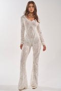 WATCH ME WORK EMBELLISHED SEQUIN JUMPSUIT IN WHITE