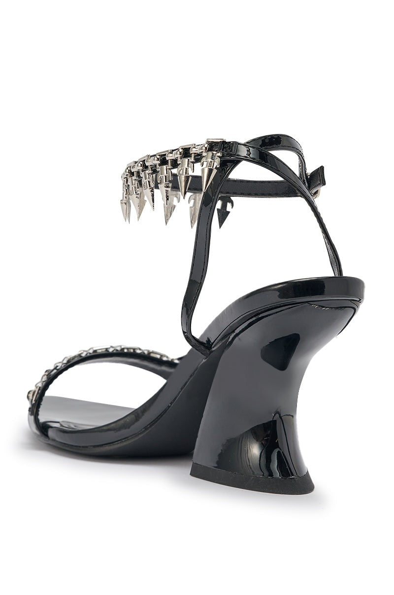 AKIRA GOLD DEMISE SILVER HARDWARE EMBELLISHED CHUNKY STRAPPY SANDAL