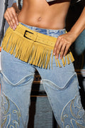 GRIT SUEDE FRINGE BELT