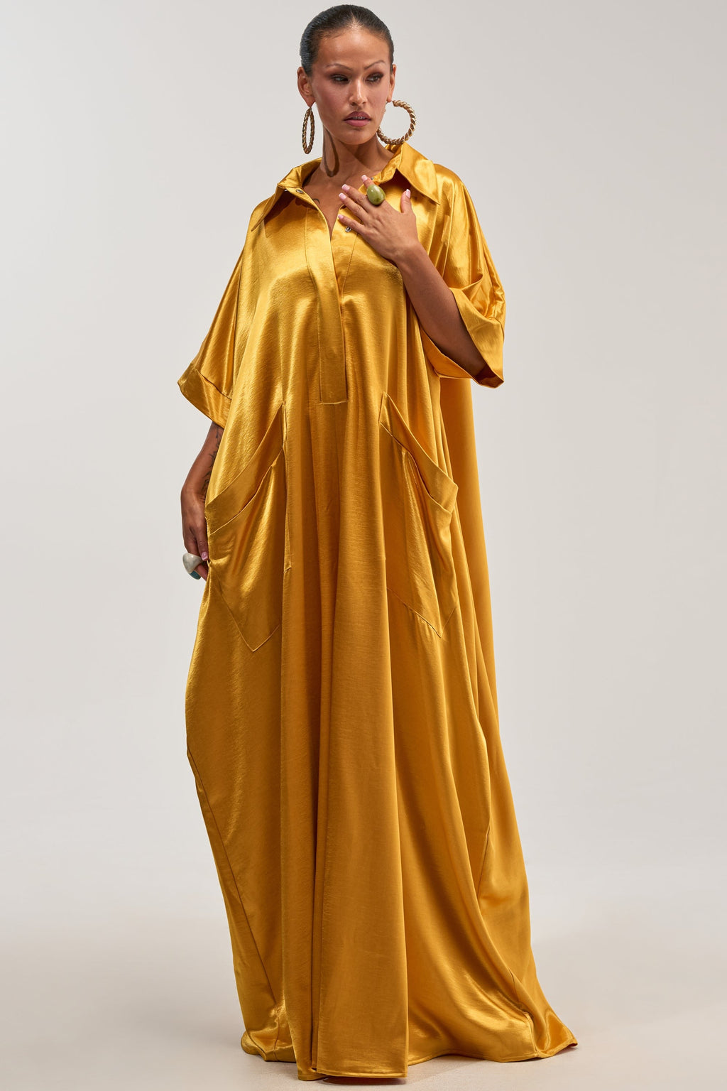 SHE'S RICH OVERSIZED JUMPSUIT IN MUSTARD