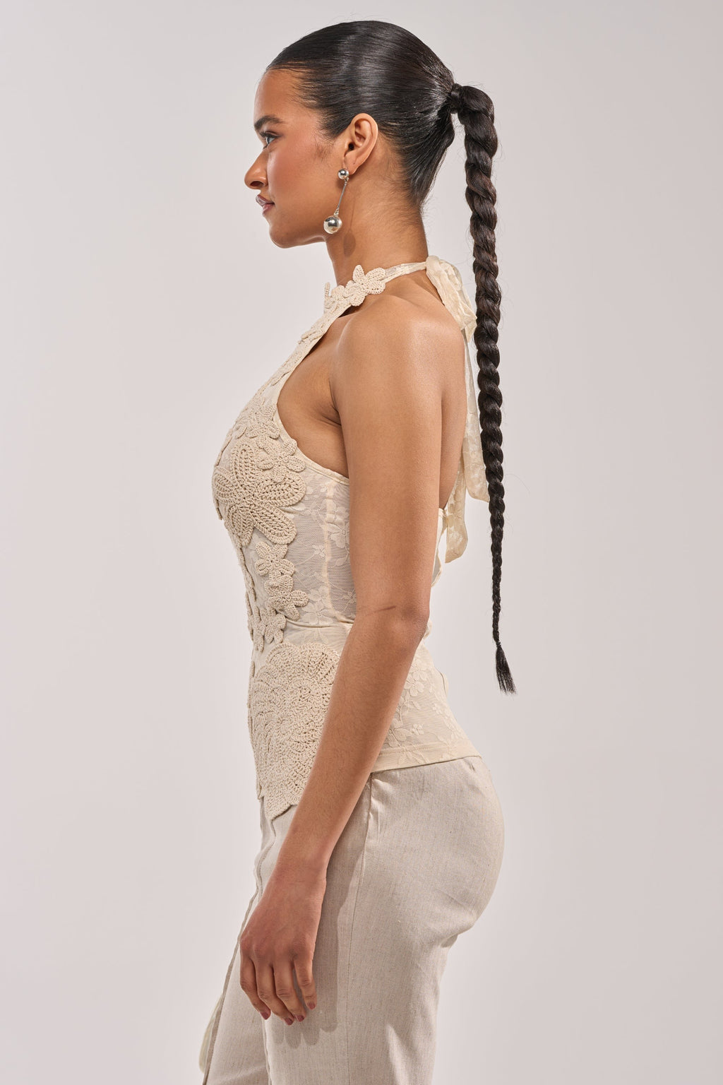 SANDY BEACHES MESH EMBROIDERED TOP