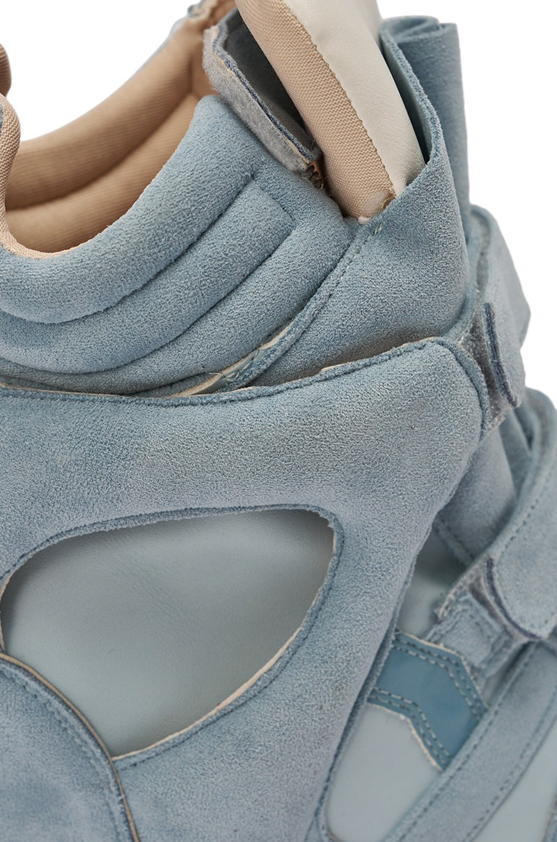 MARANTO BLUE WEDGE FAUX SUEDE SNEAKER