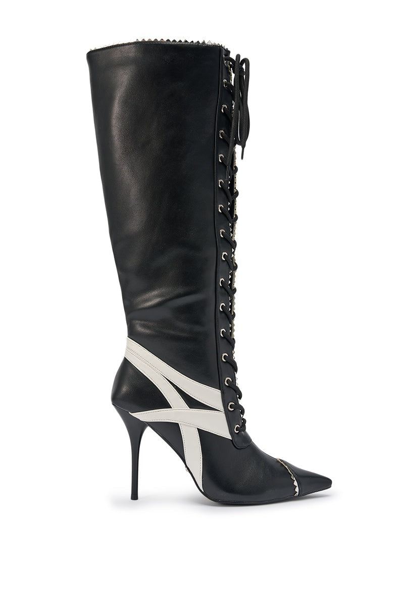 AZALEA WANG JETER BLACK SPORTY STILETTO BOOT