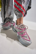 AZALEA WANG SATINE GREY LACE UP SNEAKER