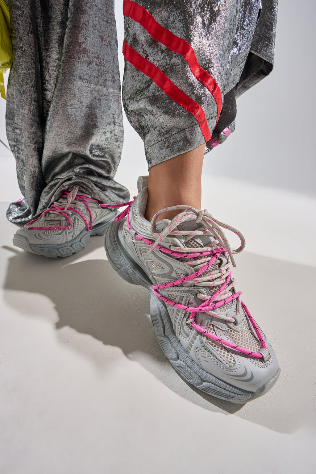 AZALEA WANG SATINE GREY LACE UP SNEAKER