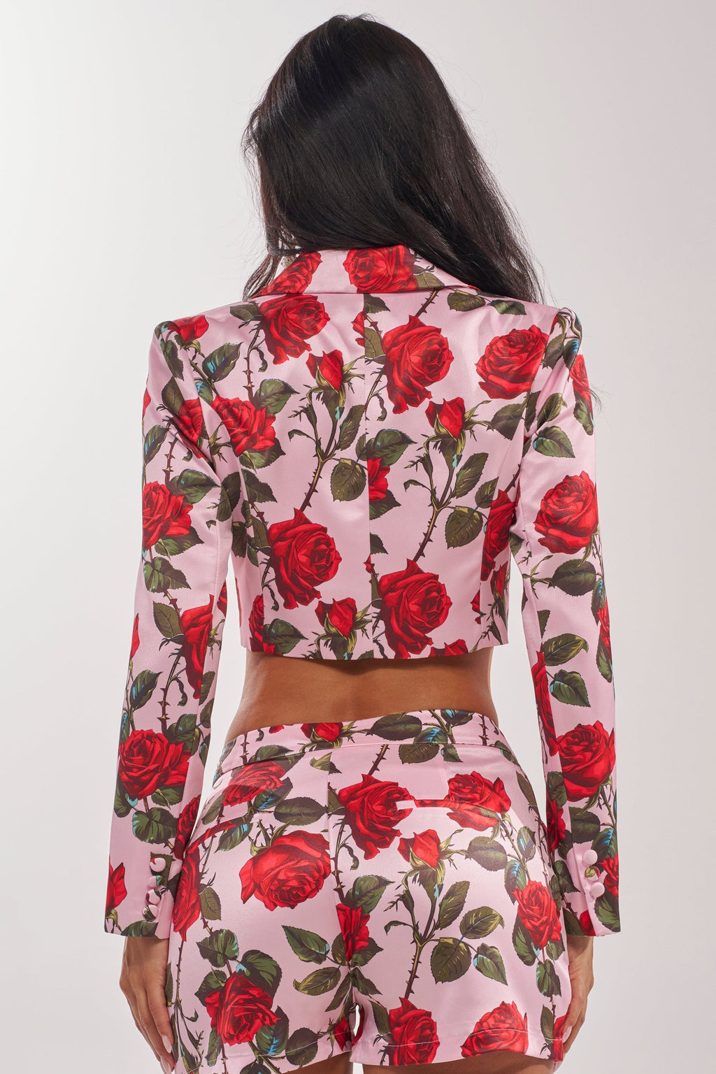 DOZEN ROSES SATIN BLAZER IN LIGHT PINK