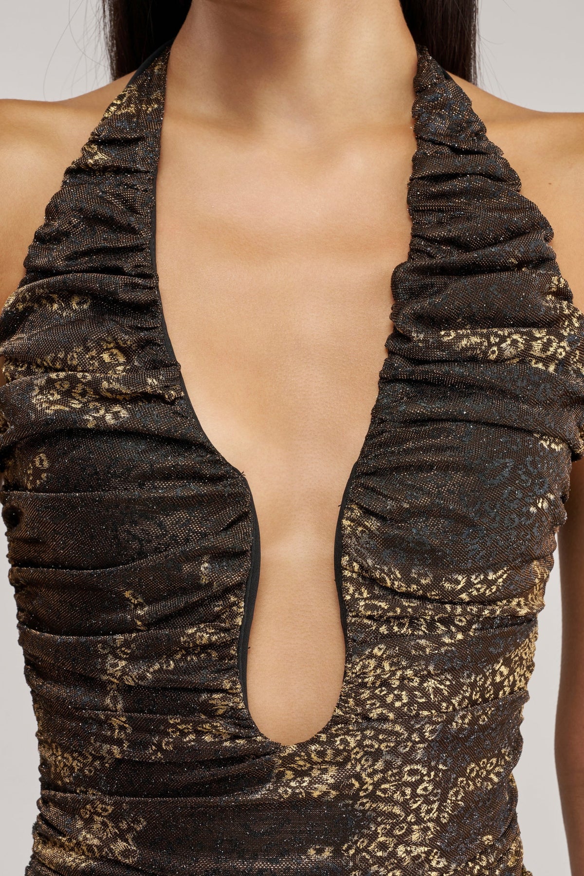 SPOTLIGHT ON ME MESH MAXI DRESS IN BROWN