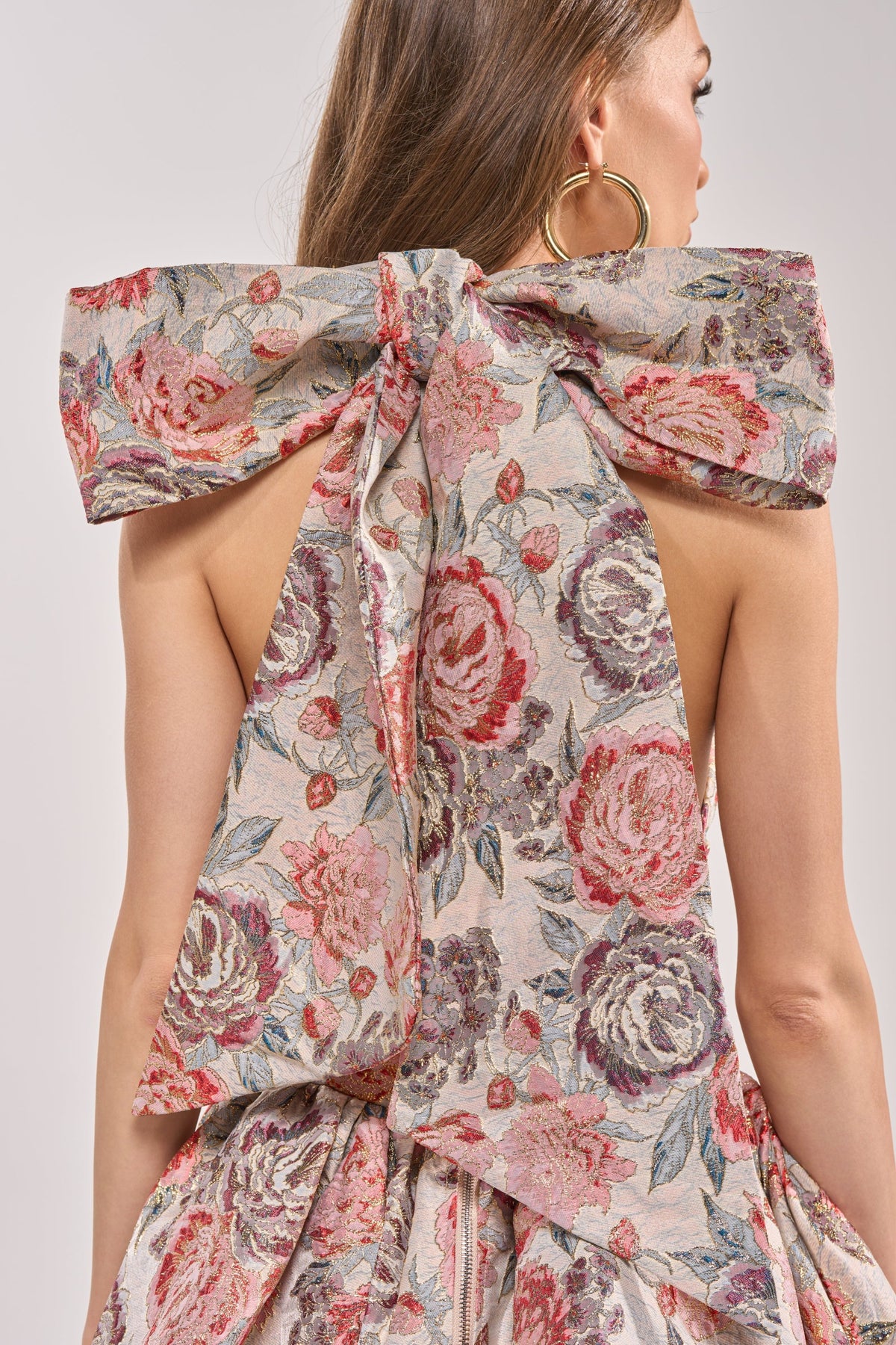 PRINT OF THE SEASON BUBBLE MINI DRESS IN BROCADE