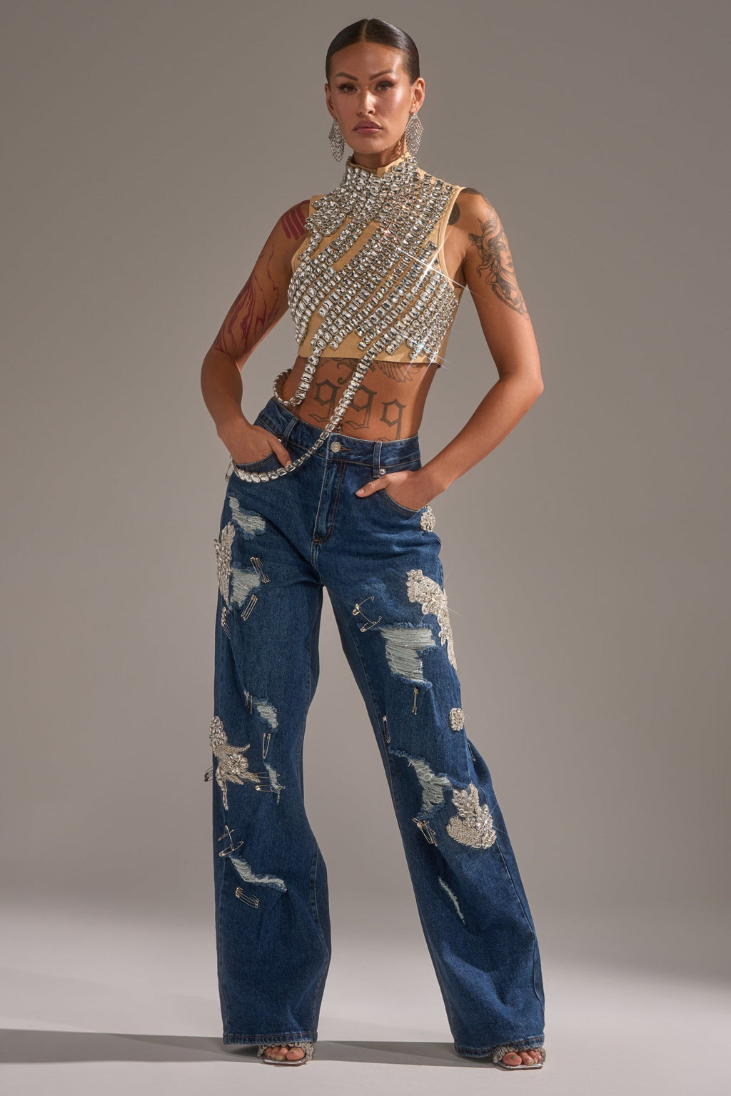 LETS GO BABY DISTRESSED DENIM