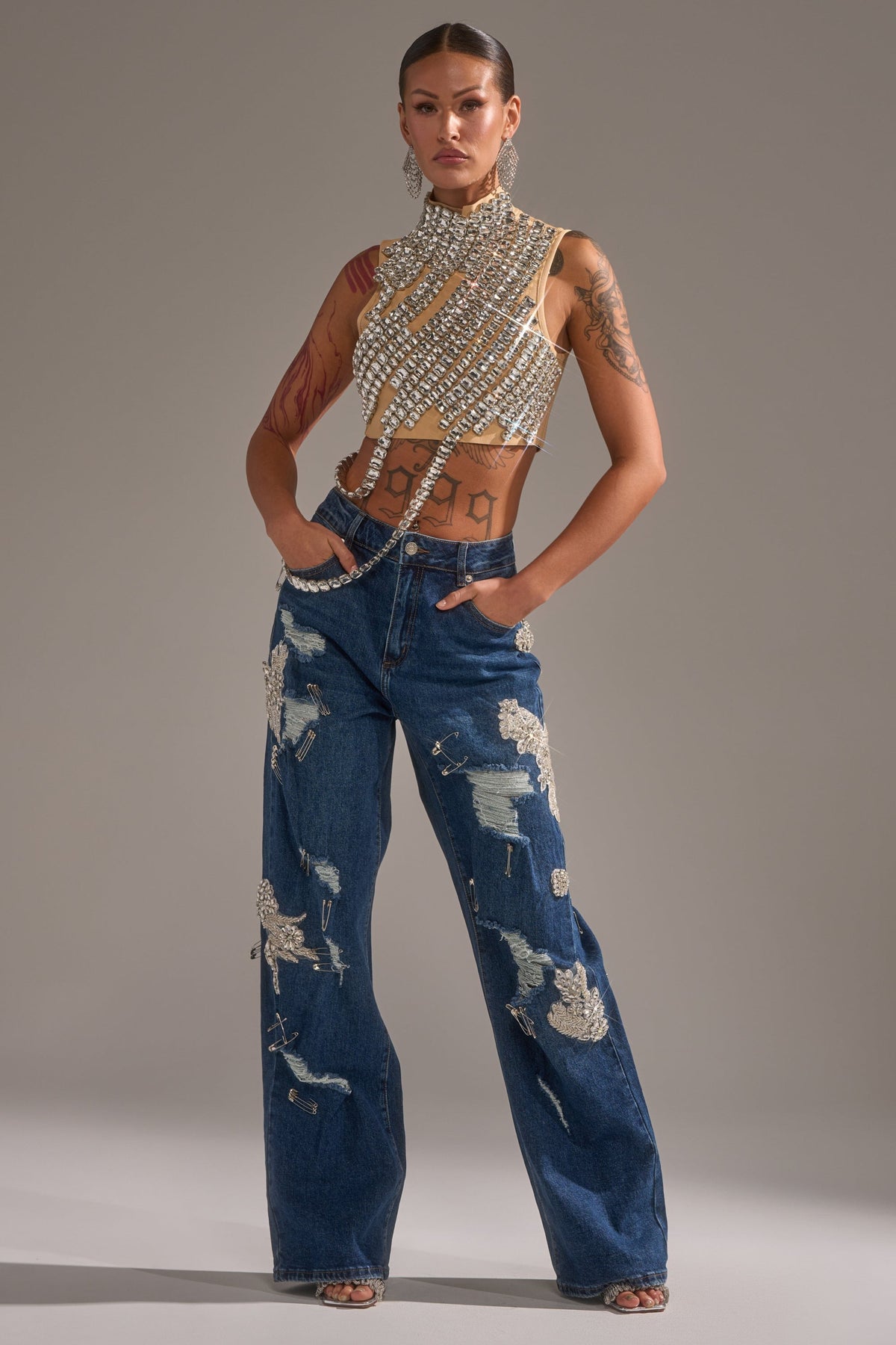 LETS GO BABY DISTRESSED DENIM