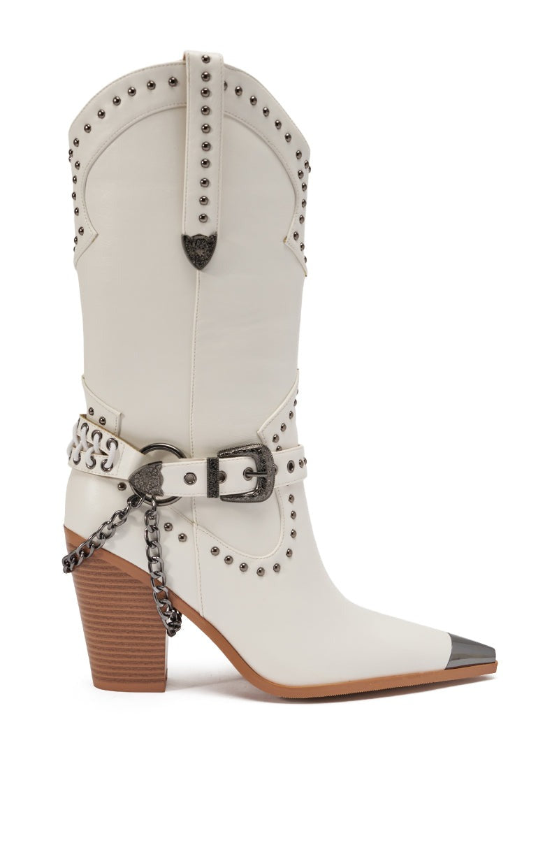 AZALEA WANG OSBORN WHITE WESTERN BOOTIE