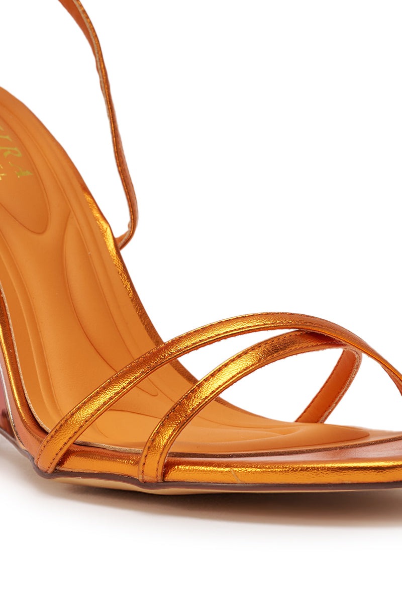 AKIRA GOLD FINGA CHROME WEDGE STRAP SANDAL