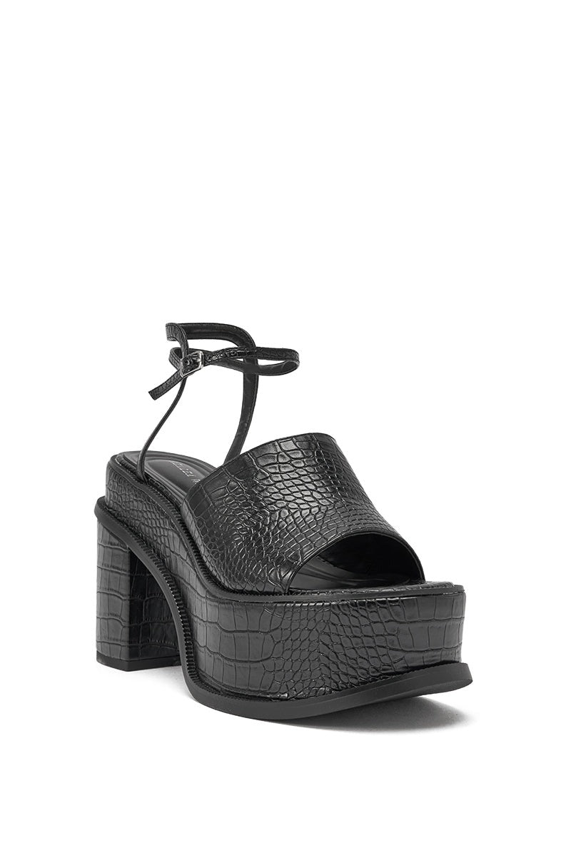 AZALEA WANG ANTHELMINE BLACK CROC PLATFORM SANDAL