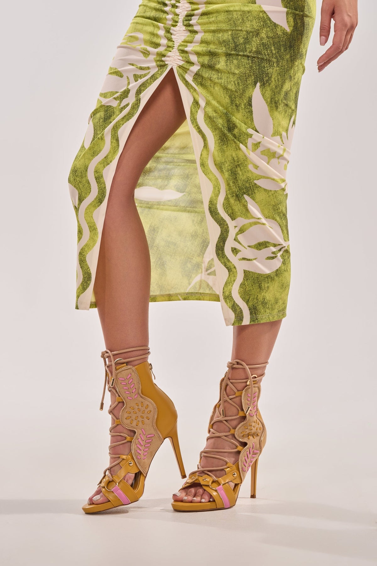 AZALEA WANG SHAINIA MUSTARD MULTI STILETTO SANDAL