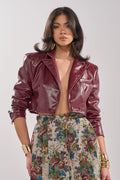 PENNY CROPPED FAUX LEATHER BLAZER