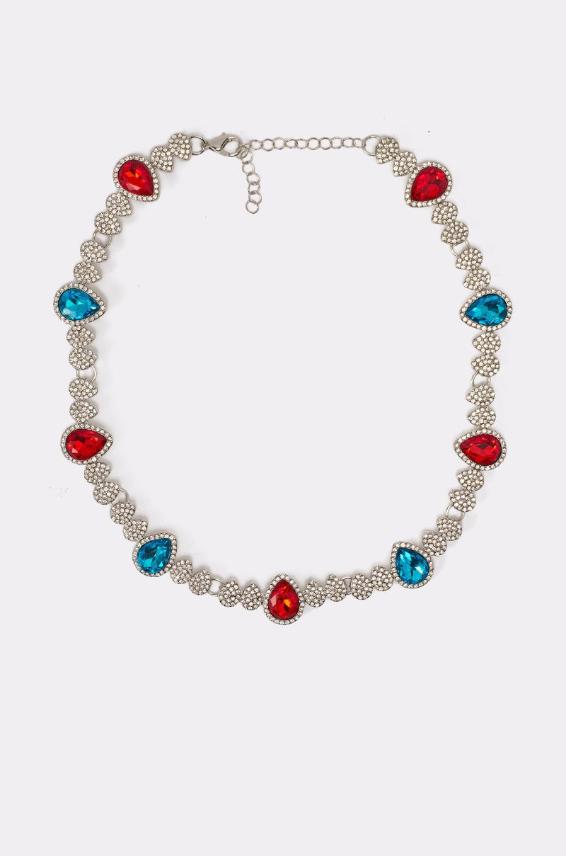 TOO TURNT RED AND BLUE NECKLACE