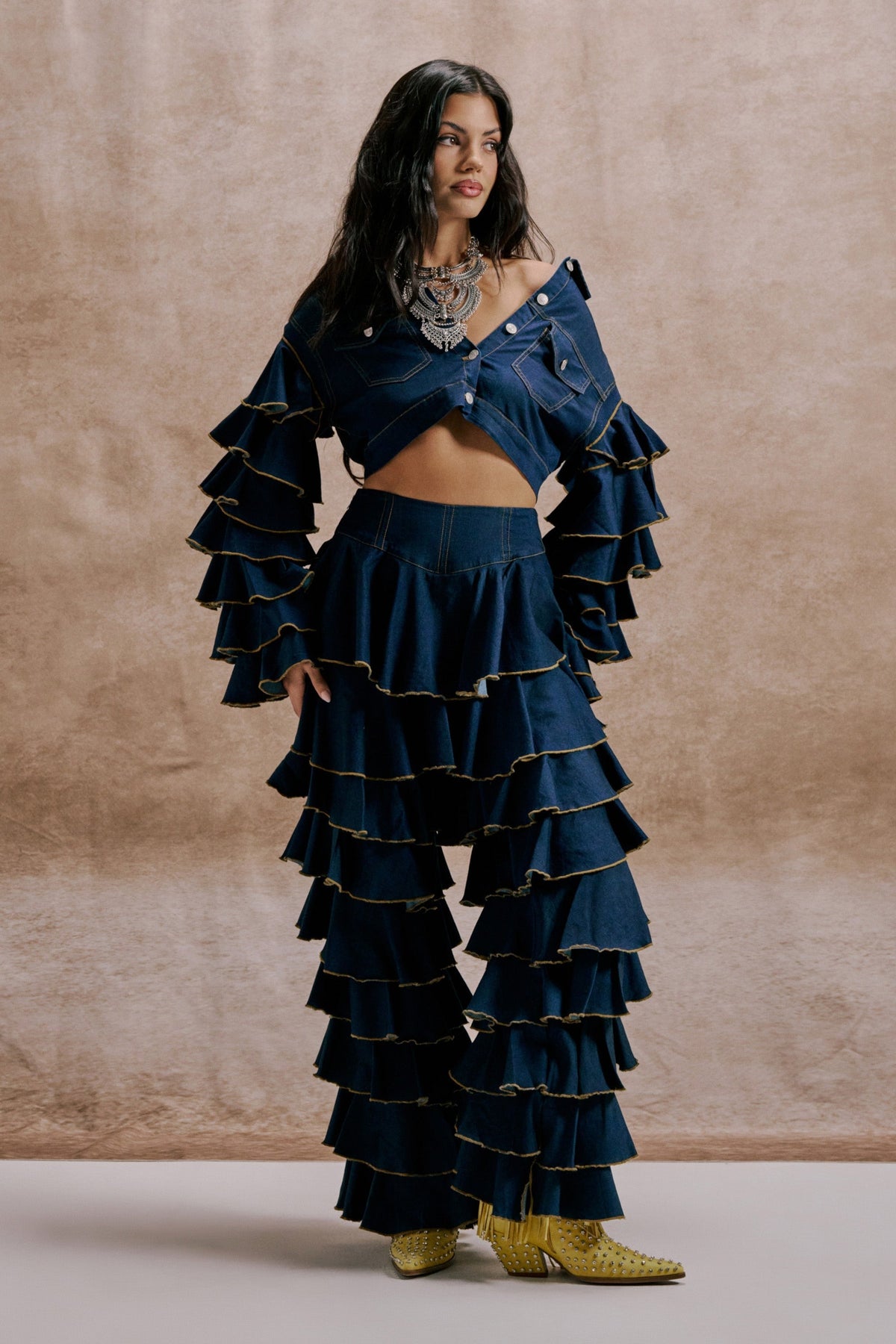 SHAKE IT OUT DENIM RUFFLE JEANS