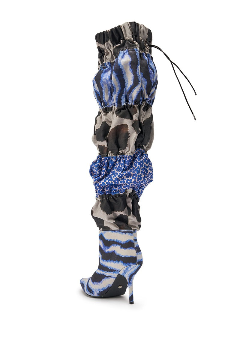 AKIRA GOLD ELODIE BLUE MULTI PATCHWORK BOOT