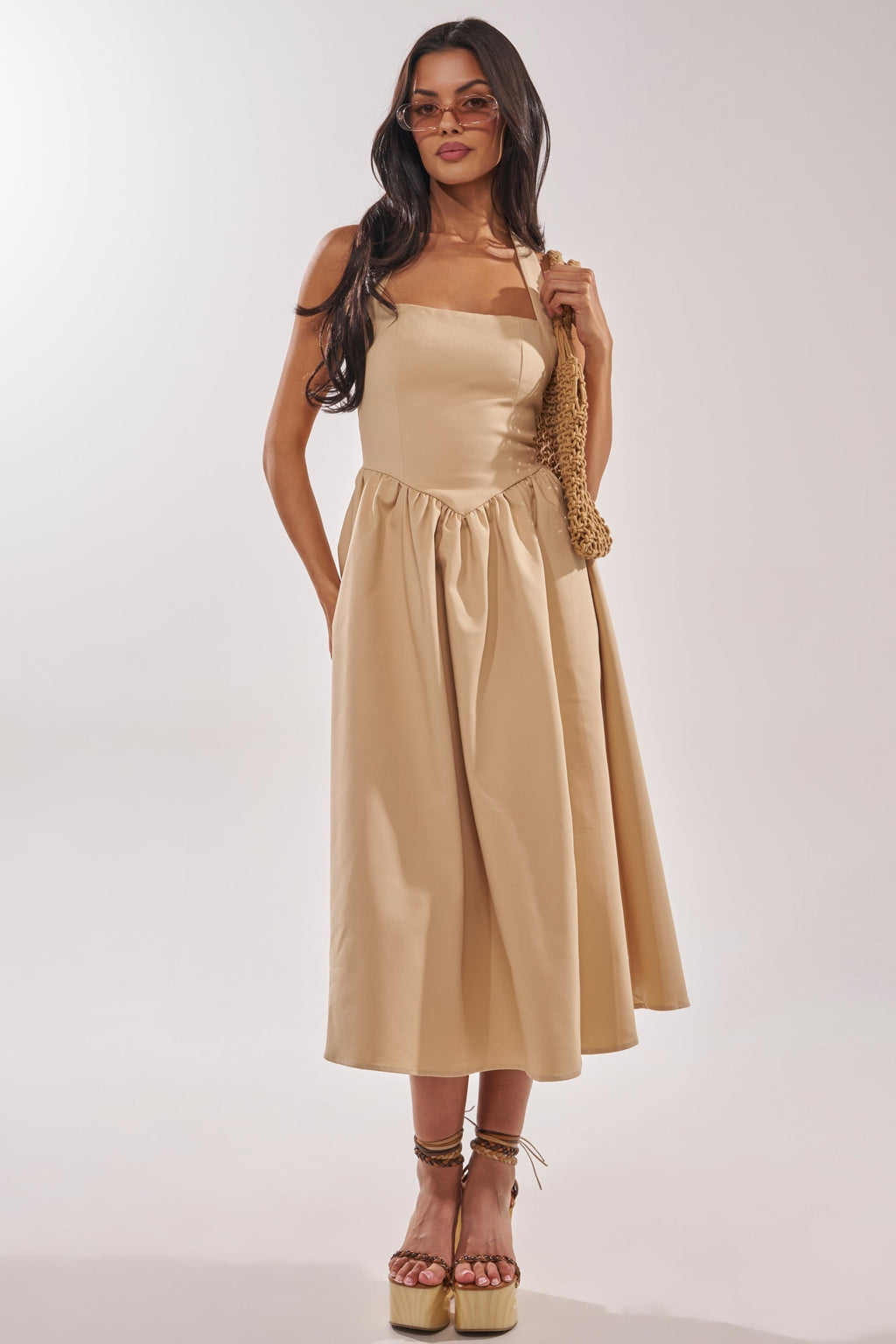 SWEET SOFIE HALTER MIDI DRESS