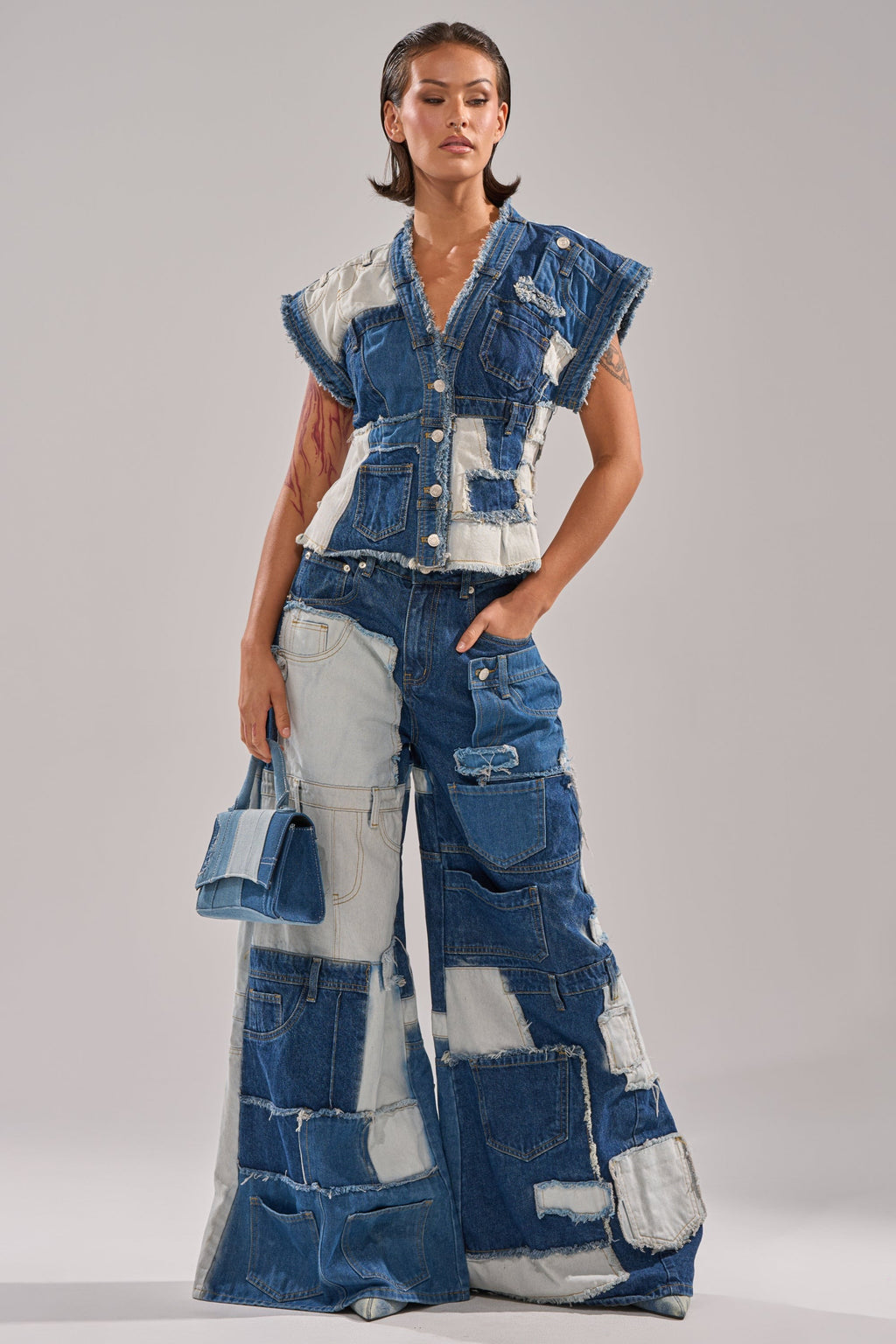 TOO MUCH GOING ON DENIM BUTTON DOWN