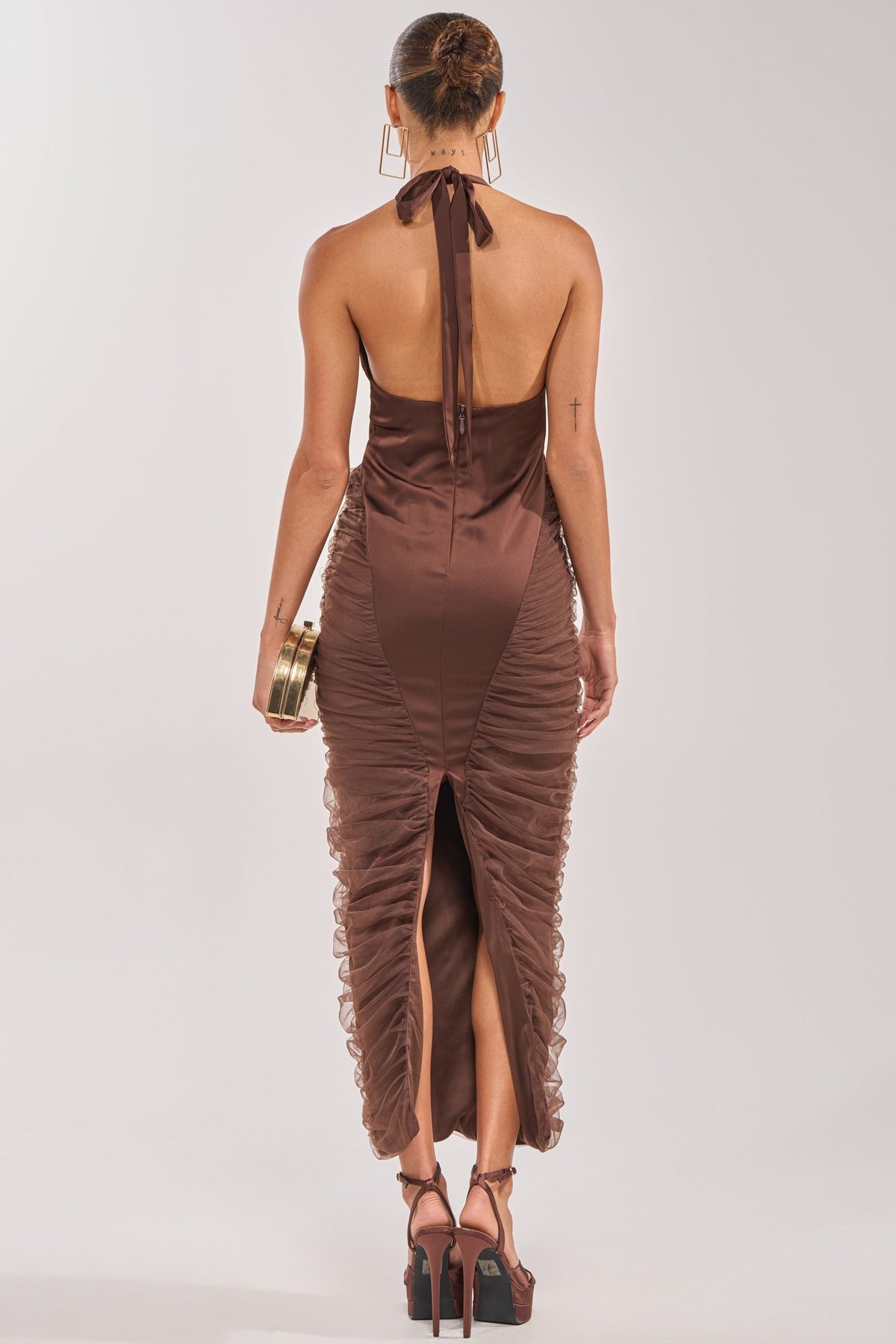 NIKKI HALTER CHIFFON MAXI DRESS