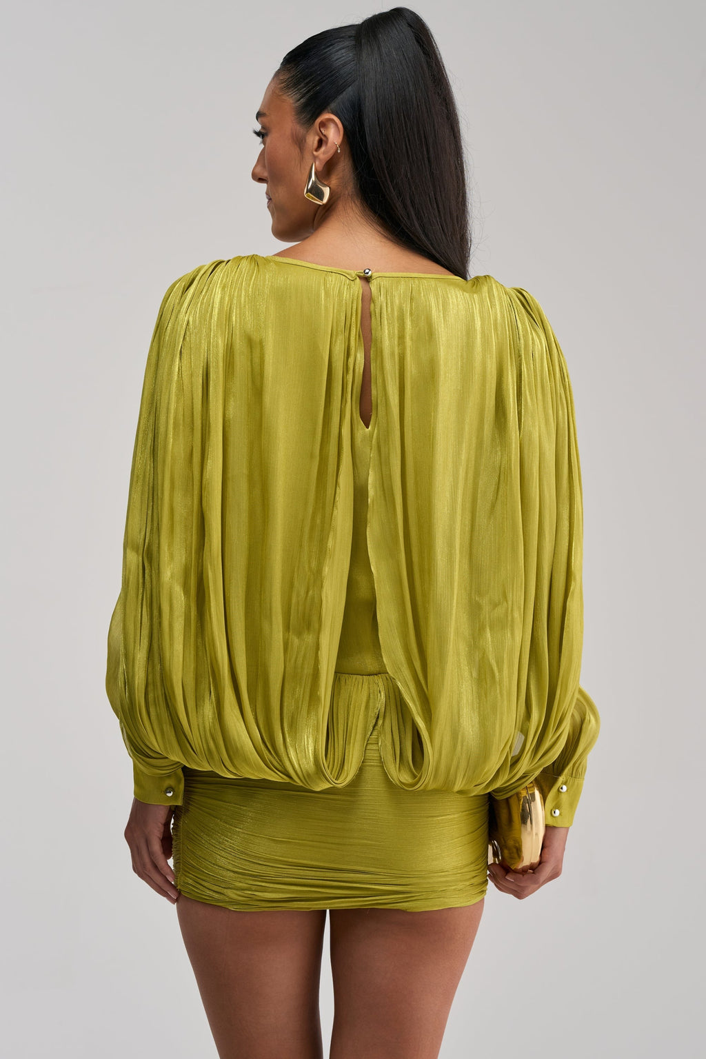 CLASSY AND CUTE CHIFFON MINI DRESS IN GREEN