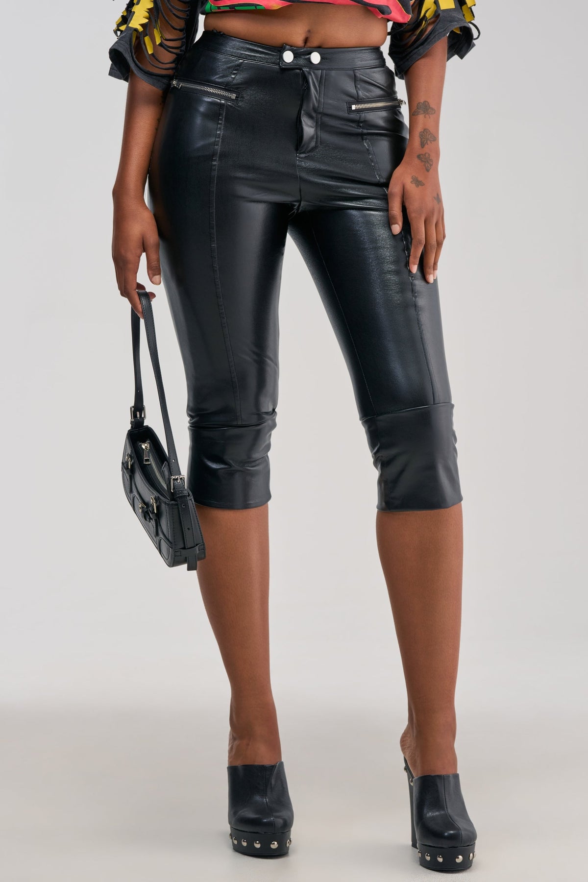A LITTLE BIT OF THIS FAUX LEATHER CAPRI