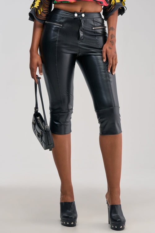 A LITTLE BIT OF THIS FAUX LEATHER CAPRI