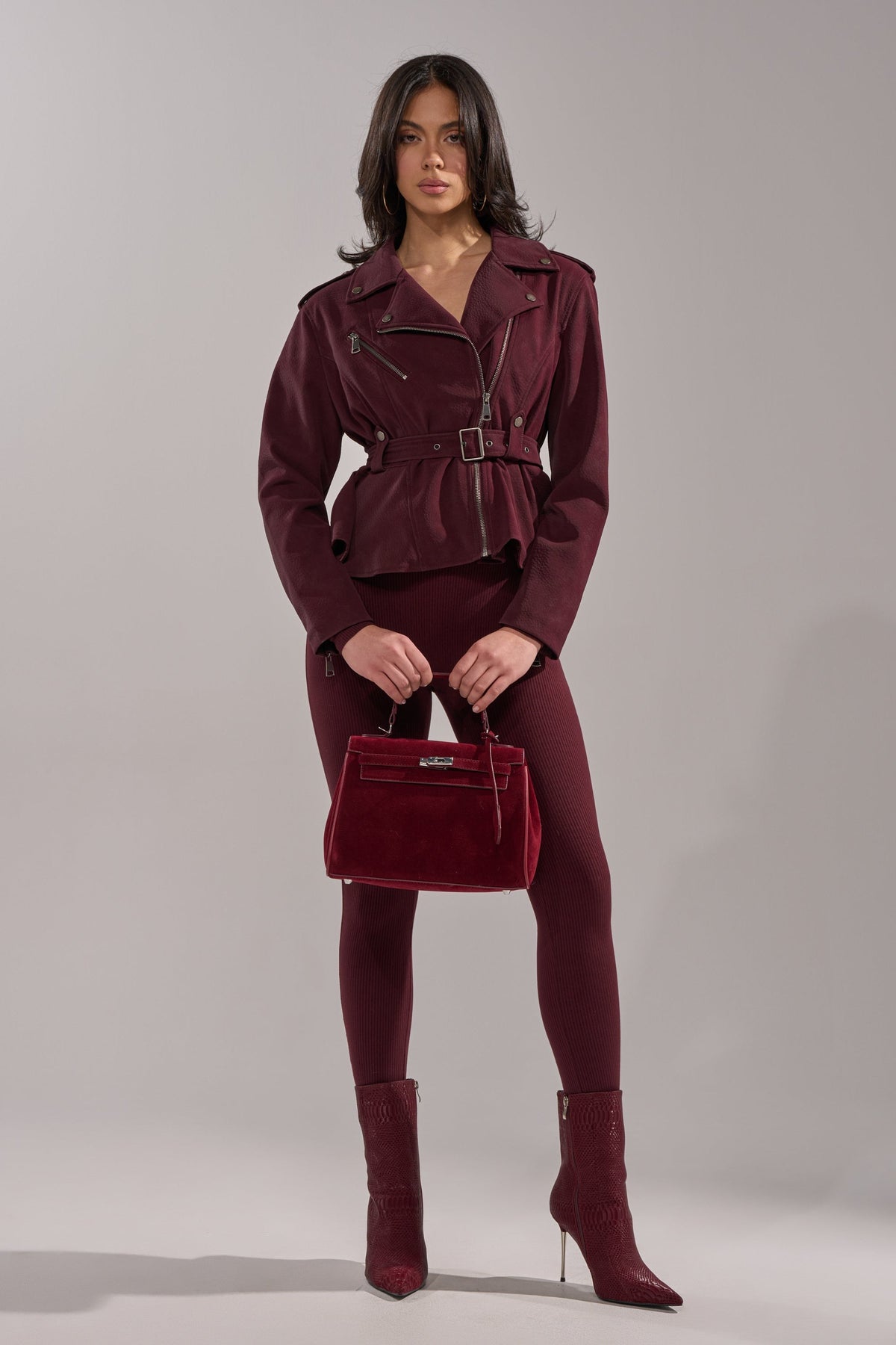 DANI SUEDE EFFECT PEPLUM MOTO
