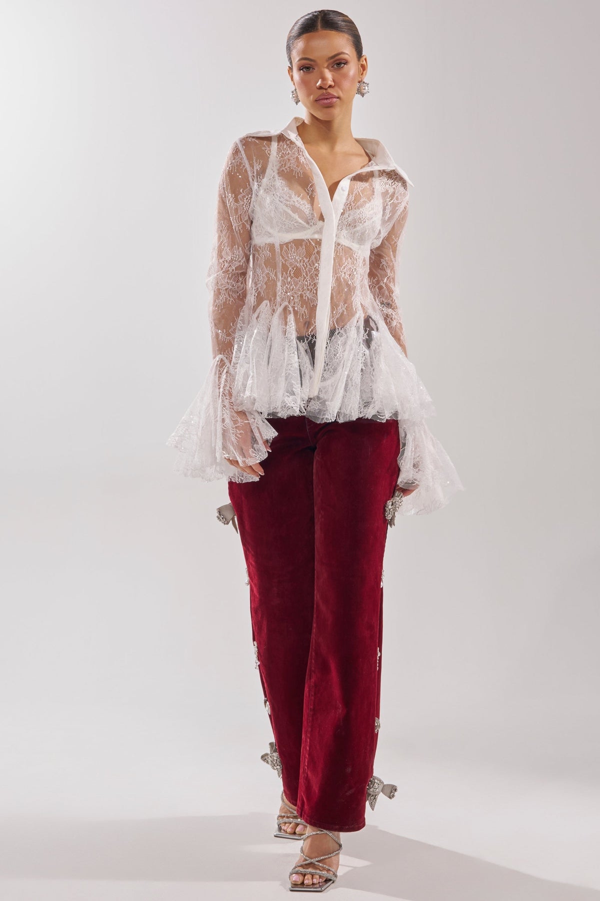 COVERED IN DIAMONDS RELAXED VELVET DENIM