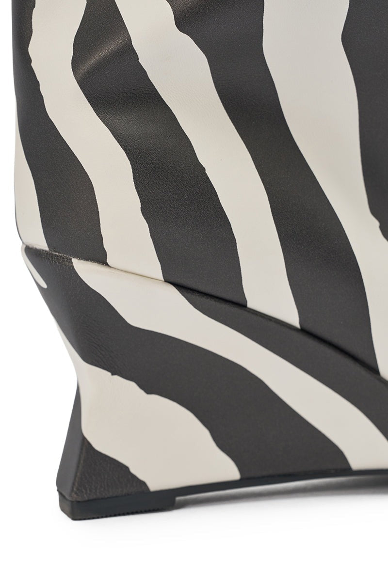 AZALEA WANG VINCI ZEBRA PU PRINT WEDGE BOOTIE