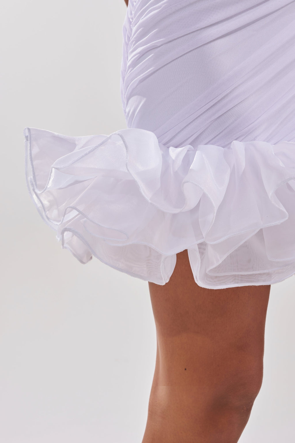 PRINCESS PEPLUM MINI DRESS IN WHITE