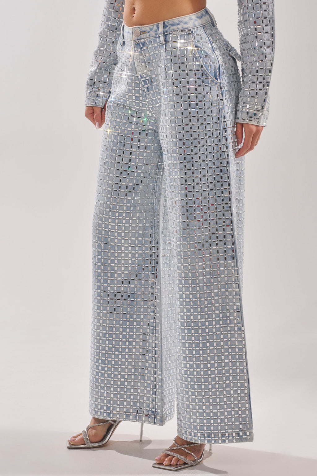 PICK N CHOOSE RHINESTONE WIDE LEG DENIM