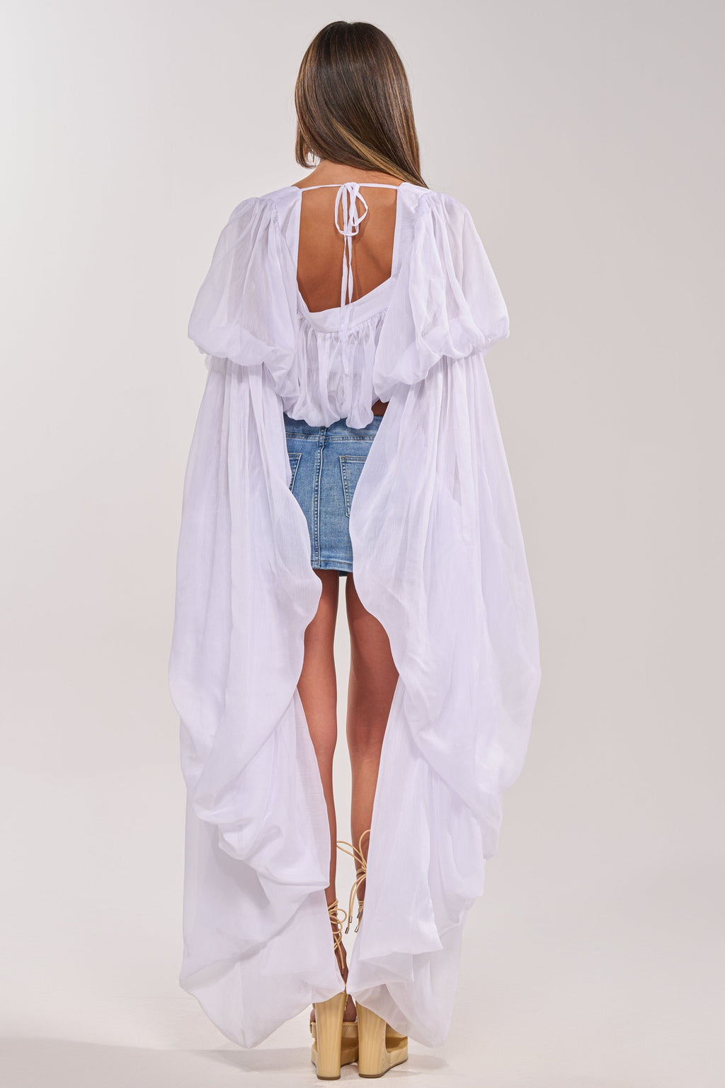 SLOUCHY SQUARE NECK LONG SLEEVE BLOUSE TOP IN WHITE