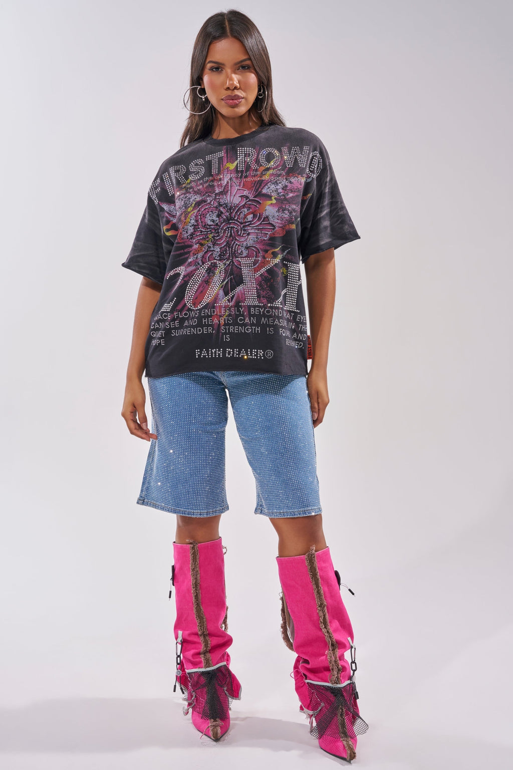 20XX RHINESTONE CANVAS T-SHIRT