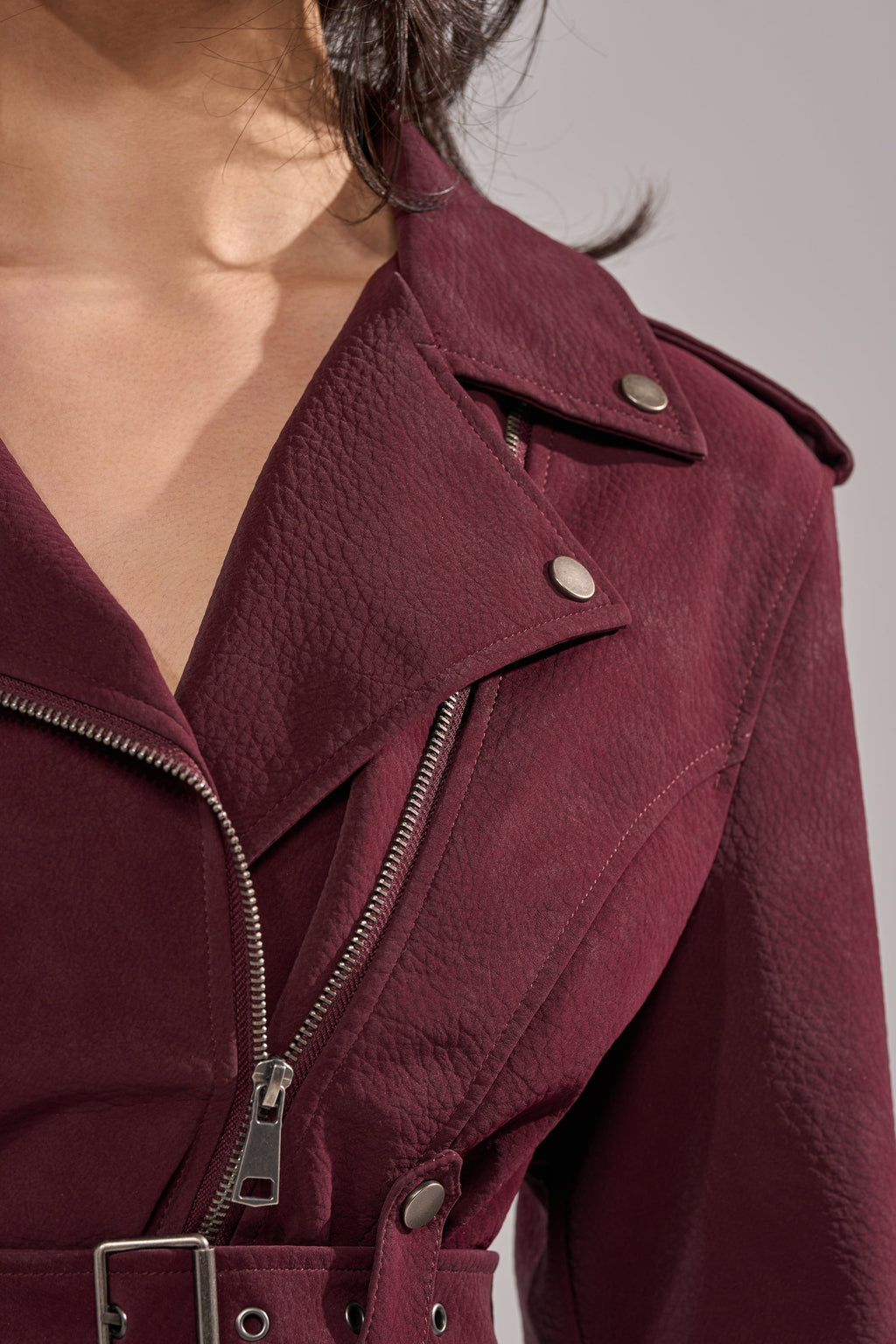DANI SUEDE EFFECT PEPLUM MOTO