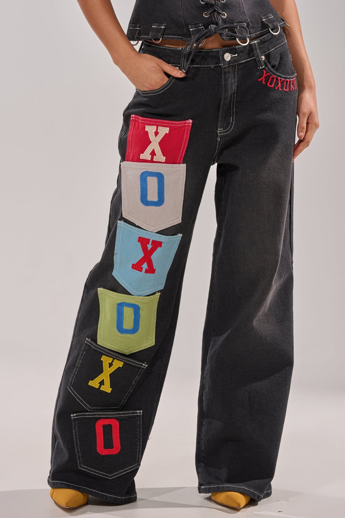 BRING IT BACK DENIM PATCHWORK PANT