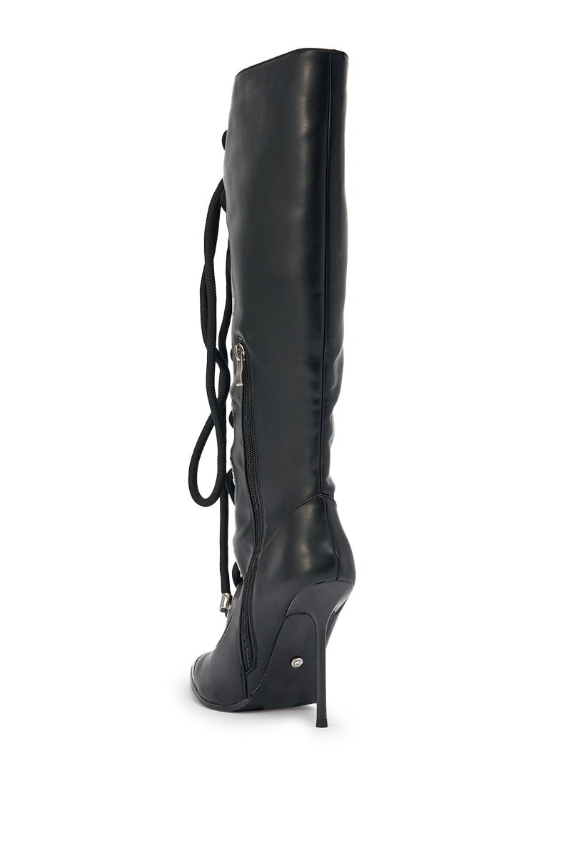 AKIRA GOLD PANTOUM BLACK PU HARDWARE BOOT