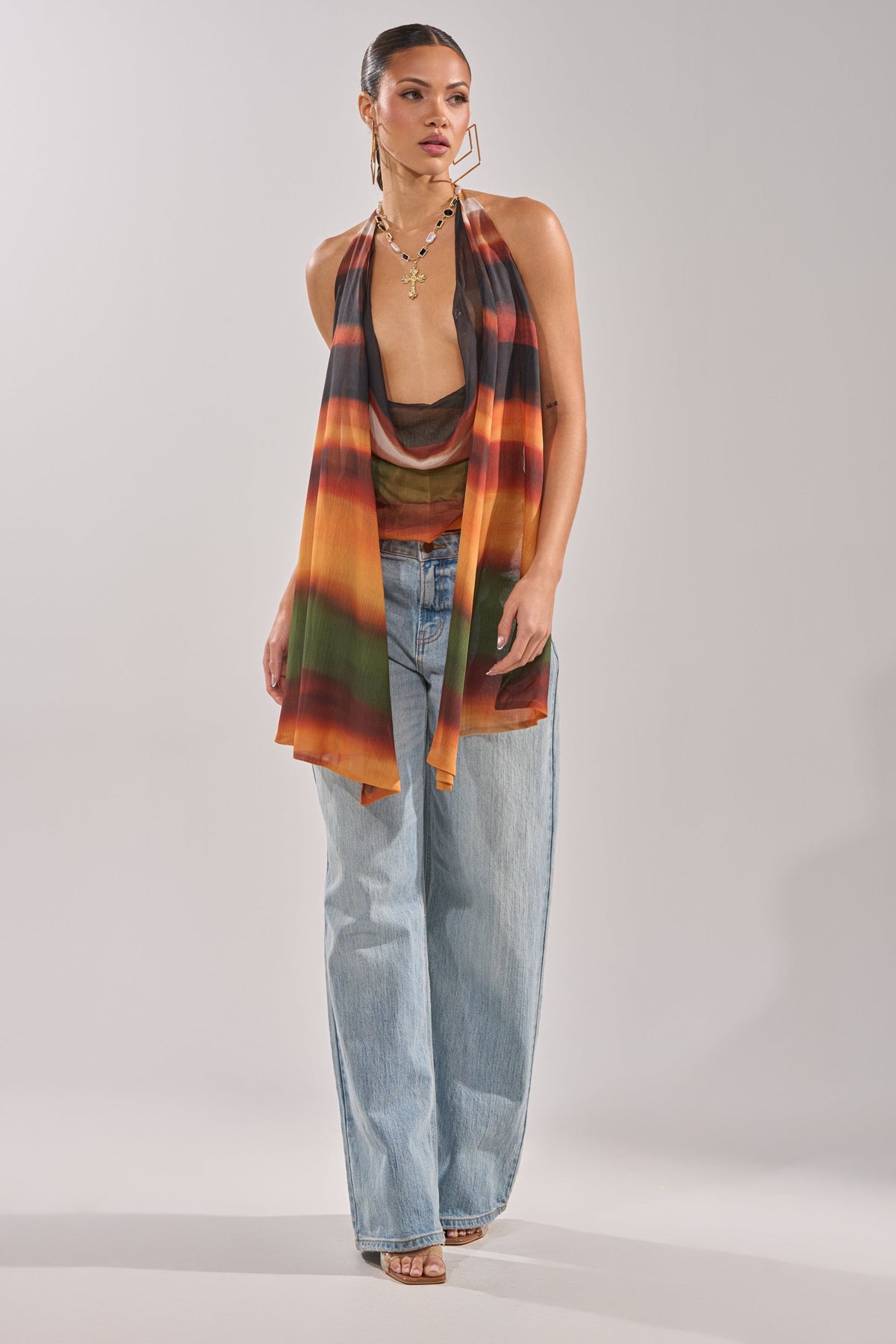 SELENA DEEP COWL HALTER TOP