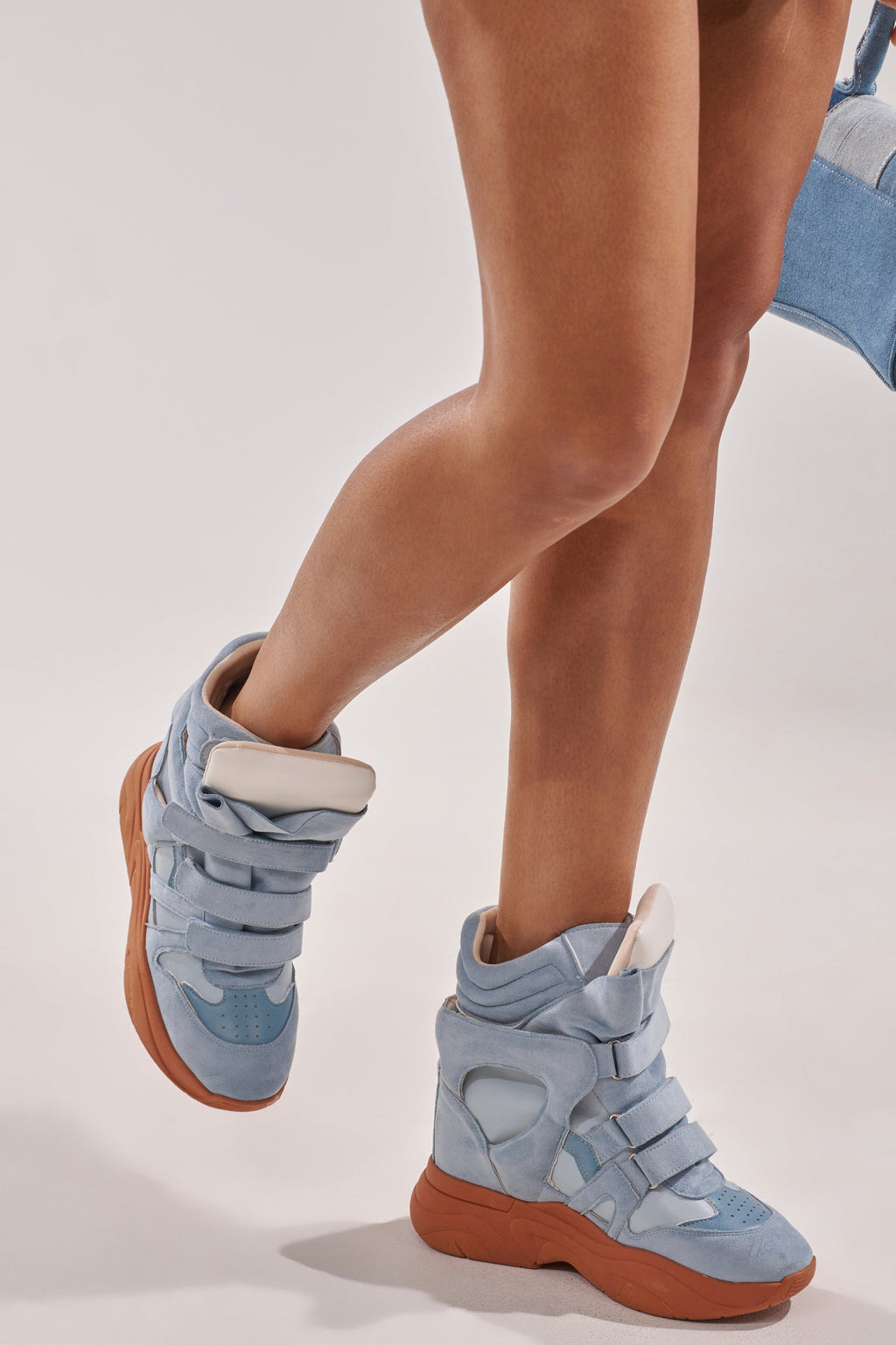 MARANTO BLUE WEDGE FAUX SUEDE SNEAKER