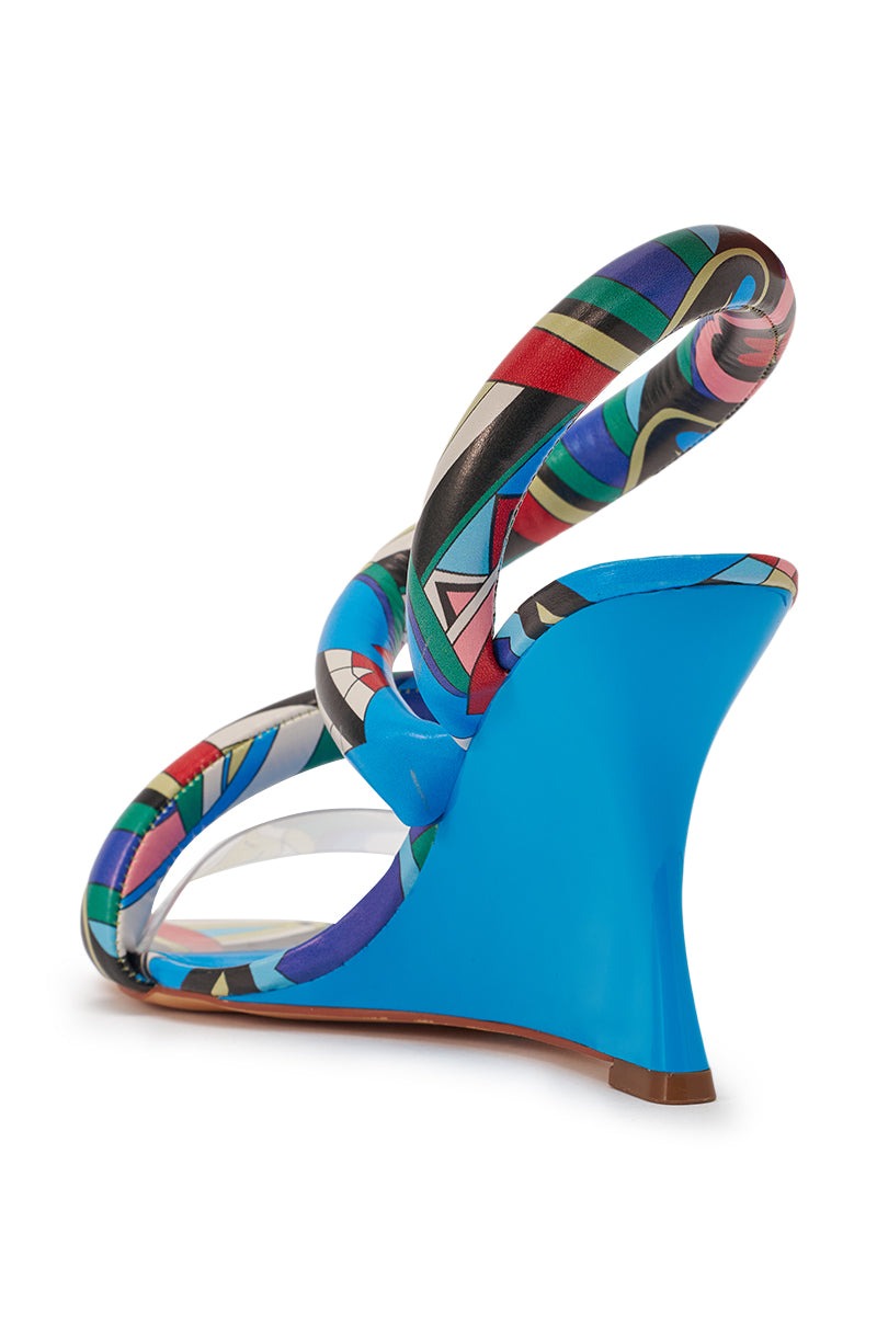 AKIRA GOLD MINORU MULTI PRINTED WEDGE PUFF SANDAL
