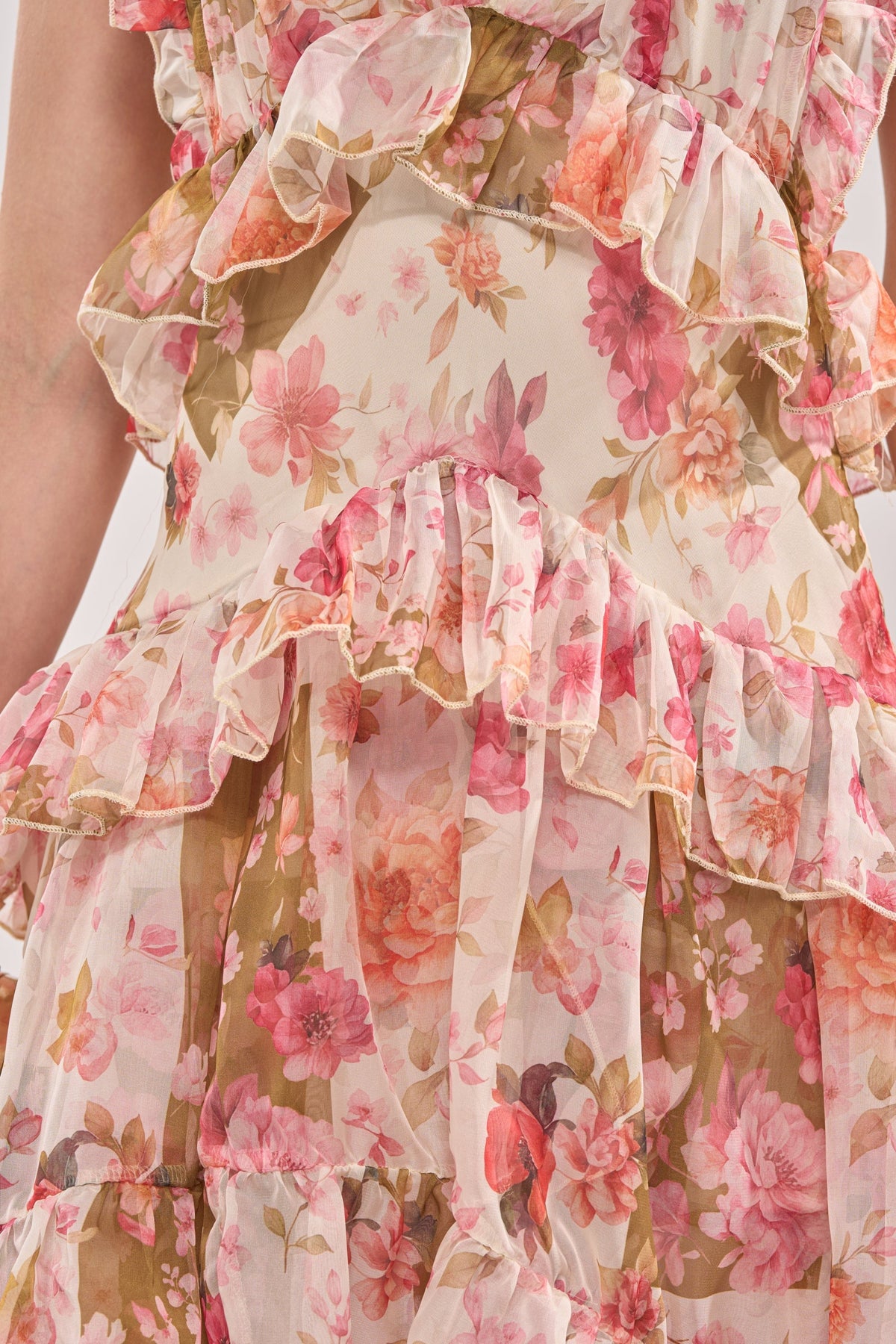 SUMMER STROLL FLORAL CHIFFON MAXI DRESS